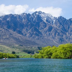 A beautiful view of The Remarkables mountain range in  Queenstown, New Zealand